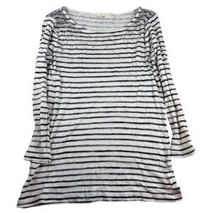 J. Crew Long Sleeve Striped‎ Embellished Tunic Top size Small
